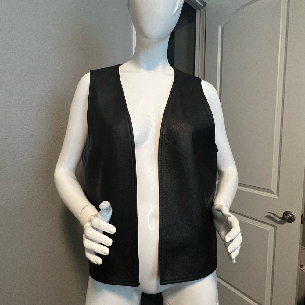 North Bound Leather Men's Plain Open Front Vest - Picture 2 of 13